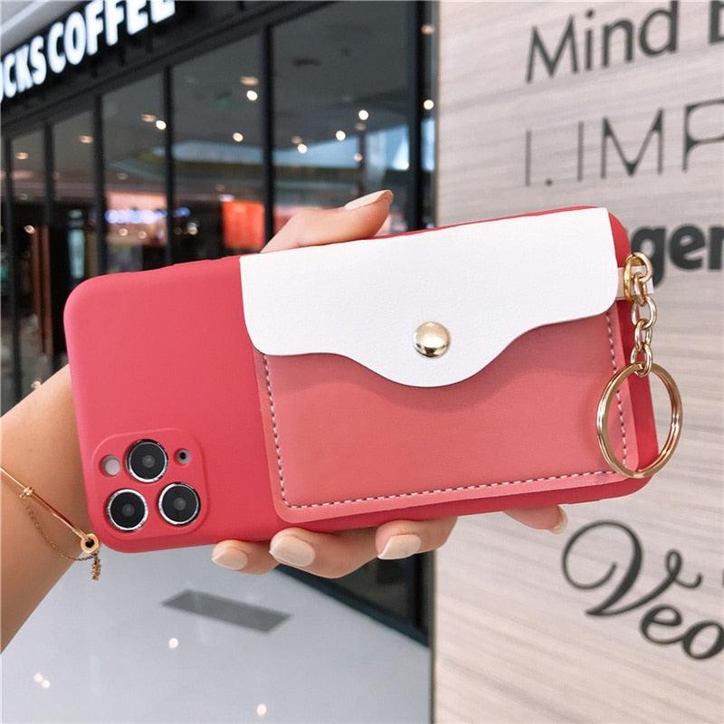 Luxury Wallet Phone Case For iPhone 13 Pro Max 11 12 Pro Max X XR XS 7 8 Plus 13 Mini Soft Silicone Handbag Card  Phone Case Wallet Compatible iPhone Bag Cover Stevvex