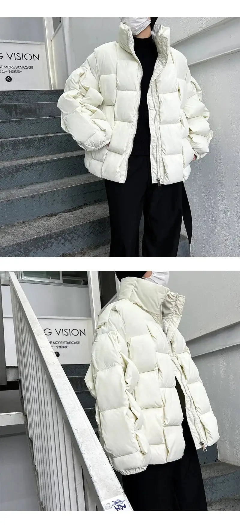 2023 Korean Fashion Thick Winter Jacket Men Parkas Jacket Men Outwear Coats Solid Stand Collar Windbreaker Cotton Padded Jacket