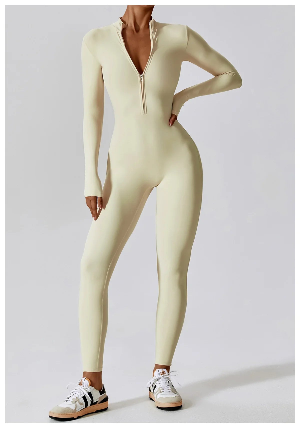 Yoga Jumpsuit Long Sleeved Zipper Rompers THRIXINE