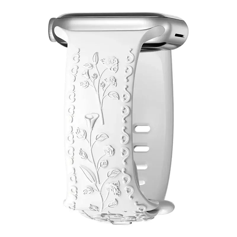 Apple Watch Silicone Band - Floral Engraved - Stylish Design - SJB-DIAMOND ELITES