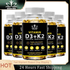 Vitamin D3 K2 Capsules Daily Supplement Natural Coconut Oil  Healthy Immune System Heart and Bones Vegetarian Supplements Lootquake LLC