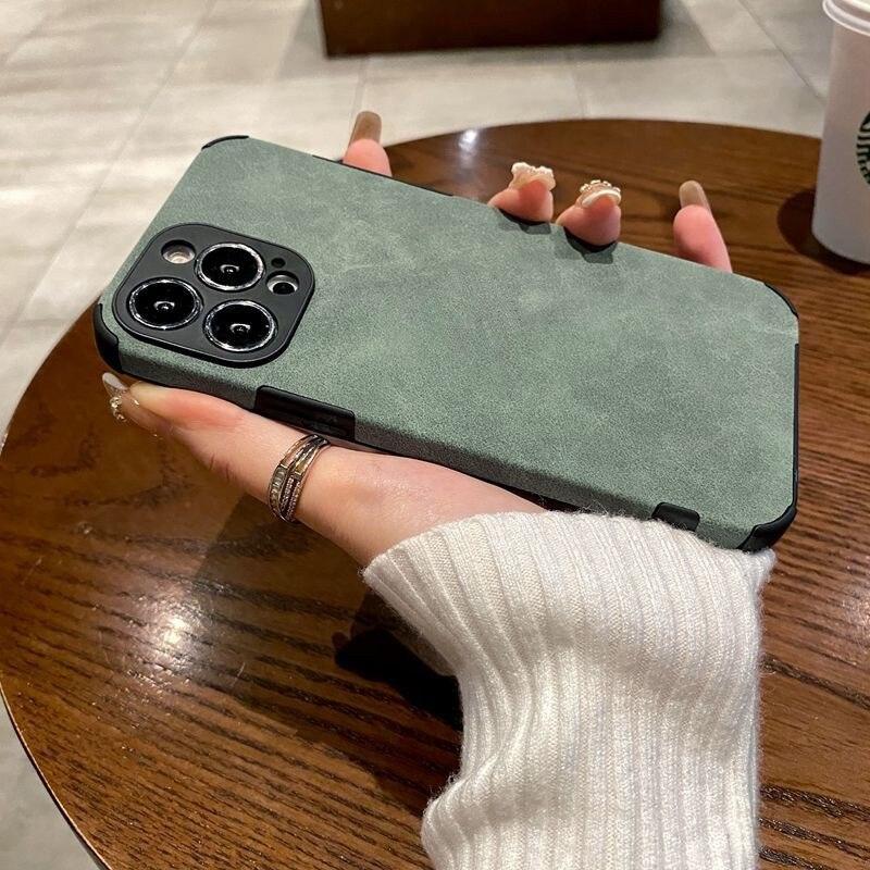 Business Iphone PU Leather Phone Case For iPhone 13 12 11 14 Pro Max Mini XR XS X Luxury Silicone Shockproof Soft Cover Ultra Thin Slim Leather Case Anti-Scratch Hard Back Cover for iPhone Stevvex