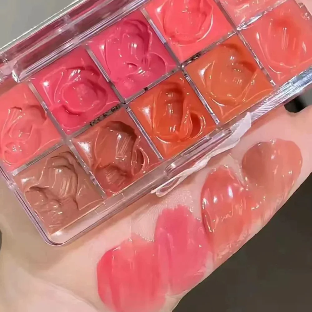 FLORTTE 10-Color Lip Palette Lip Gloss and Lipstick Glossy Moisturizing Pigmented Multifunctional Easy to Apply Lootquake LLC