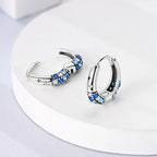 Original 925 Sterling Silver Blue Zirconium Butterfly Earrings Colored Hoop Earring Women Female Party Fine Earring Jewelry Gift