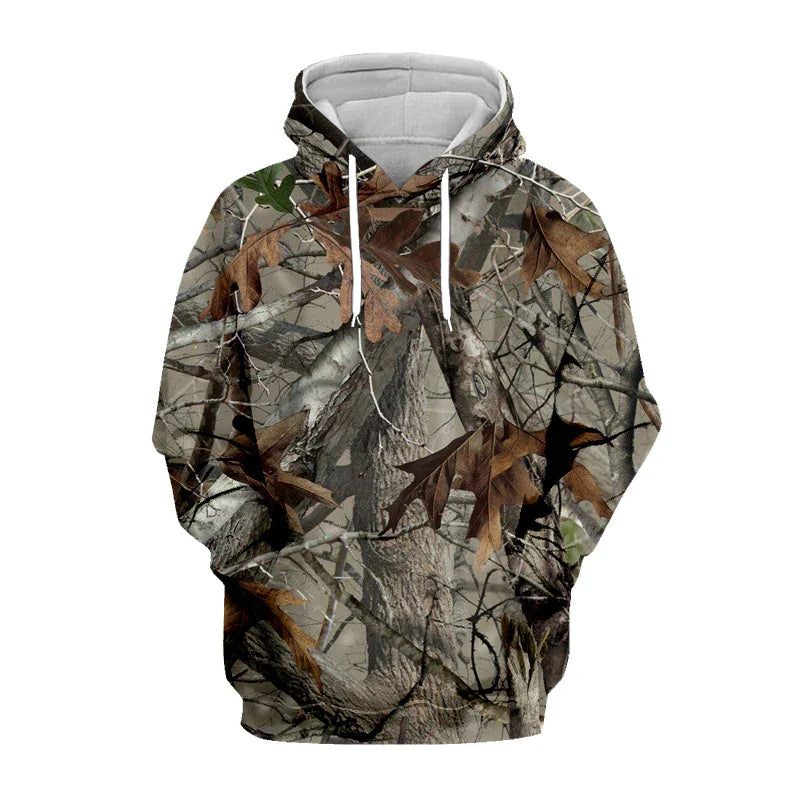 2024 Four Seasons Maple Leaf Camouflage 3D Sports Shirt Men's Fishing Outdoor Camping Hunting Clothing Jacket Men's Hoodie Pi-Mart