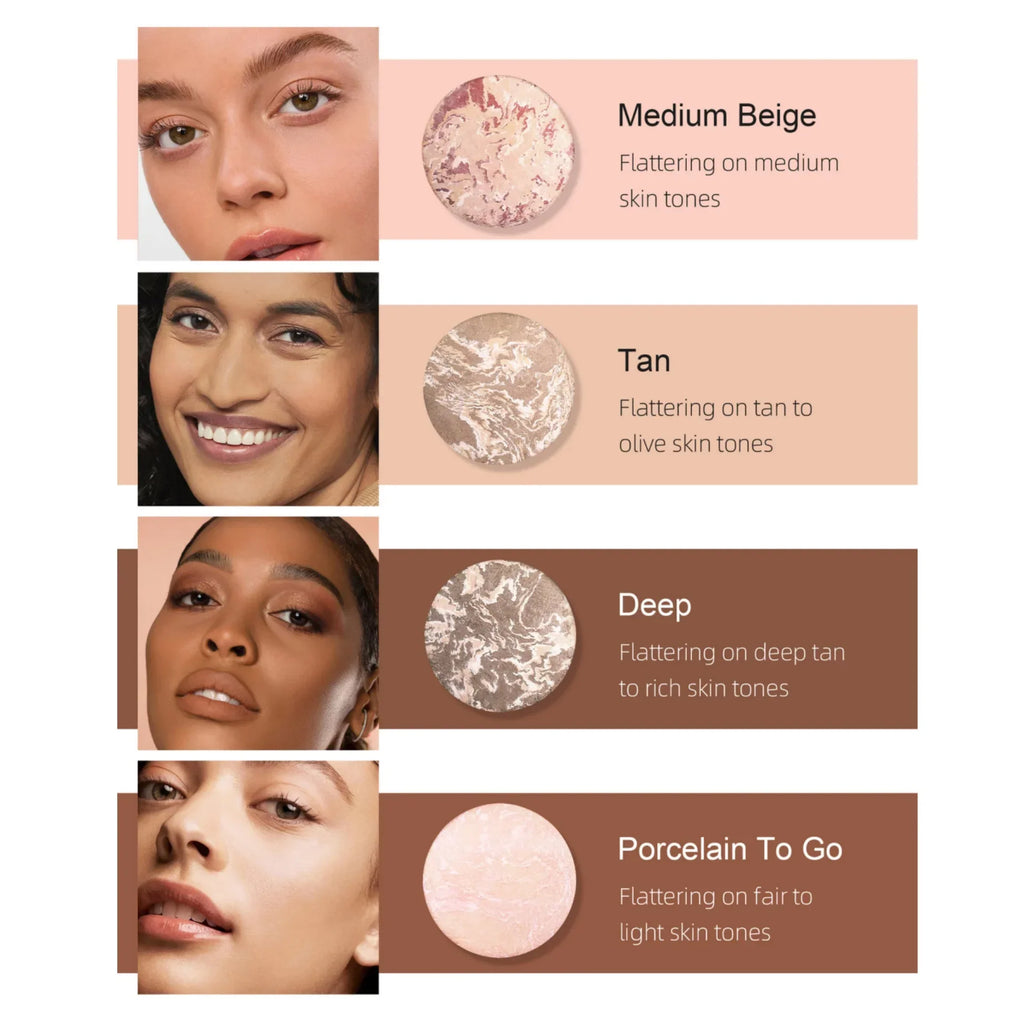 7 Colors Baked Duo Powder Matte Finishing Face Foundation Setting Powder Compact Waterproof Full Coverage Makeup Setting Base Lootquake LLC