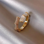 Vintage White Enamel Metal Irregular Shape Geometric Open Adjustable Ring for Women Girl Jewelry Birthday Gifts Anillo Hombre