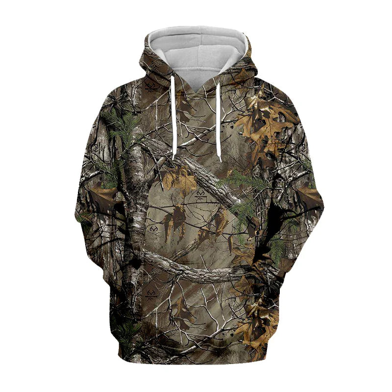2024 Four Seasons Maple Leaf Camouflage 3D Sports Shirt Men's Fishing Outdoor Camping Hunting Clothing Jacket Men's Hoodie Pi-Mart