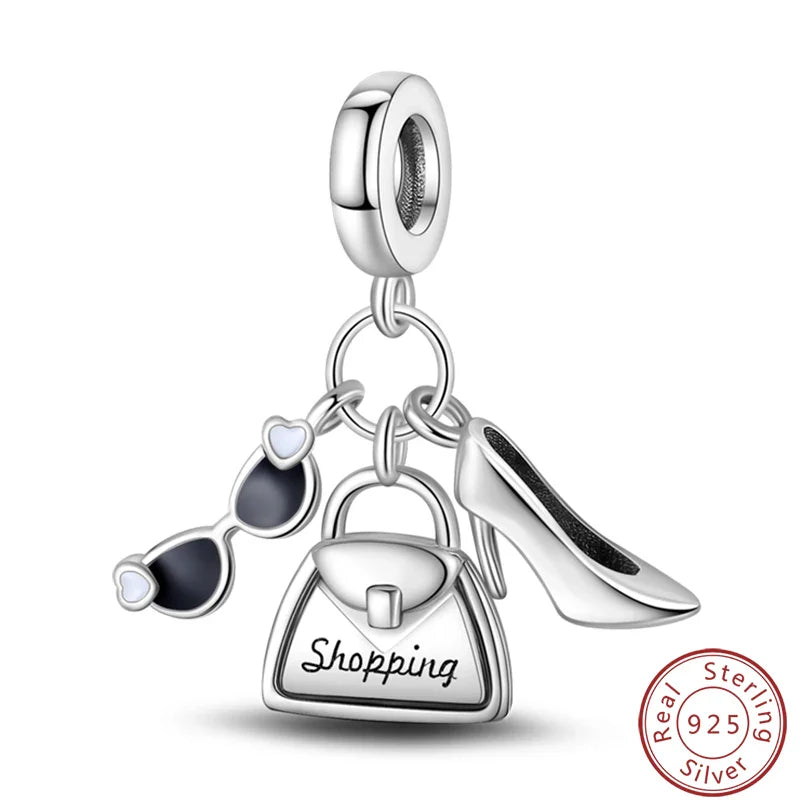 S925 Sterling Silver Princess Golf Hamster Camera Travel Three Piece Set Charms Beads 3mm DIY Fine Jewelry Making Lootquake LLC