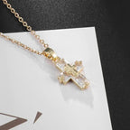 Delicate Crystal Cross Pendant Women Girls Necklace Elegant Party Wedding Jewelry Catholic Amulet Gift