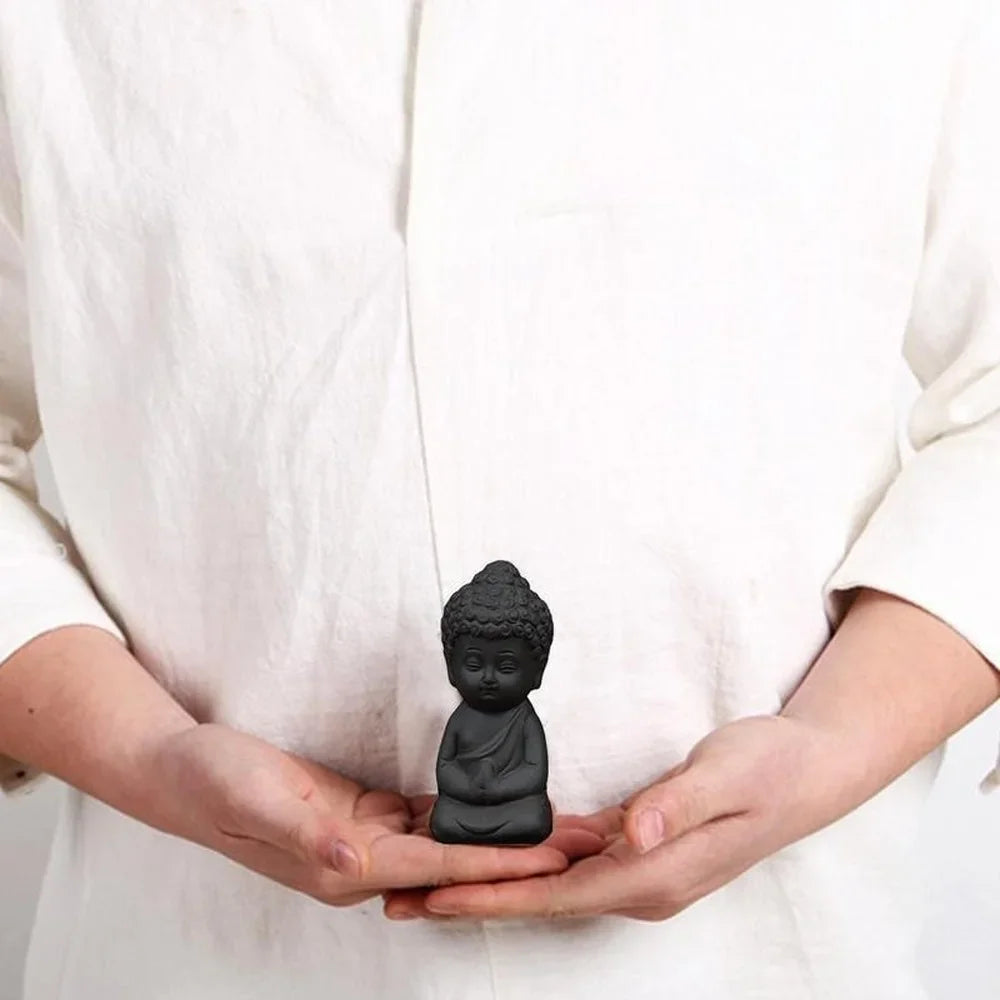 Meditating Baby Buddha Statue Buddha Figurine Decor Zen Monk Sculpture Jardin Lawn Sitting Buddha Tea Pet Ornament
