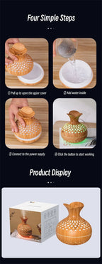 USB Hollow Wood Grain Humidifier Aroma Diffuser Atomizer Household Humidifier Hydrating Instrument Desktop Humidifier Lootquake LLC