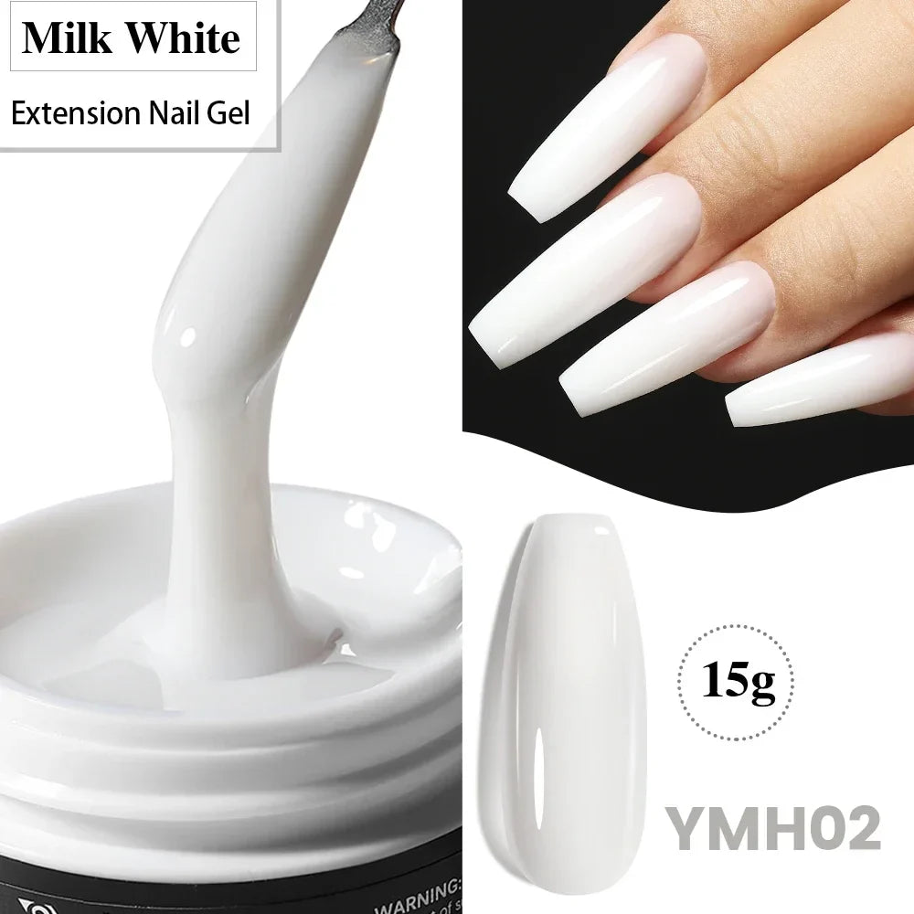 YOKEFELLOW 15g Jelly Extension Gel Nail Polish Nude Pink Clear Building Construct Extend Gel Soak Off UV LED Acrylic Gel Varnish
