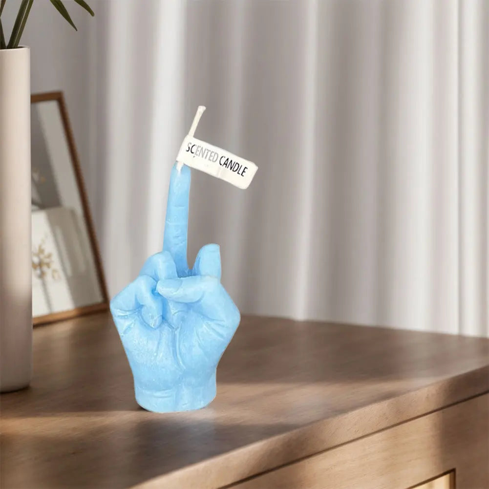 Middle Finger Shaped Model Scented Candle Funny Candle Statues Desk Decoration Hand Gesture Candle for Home Bedroom Supplies