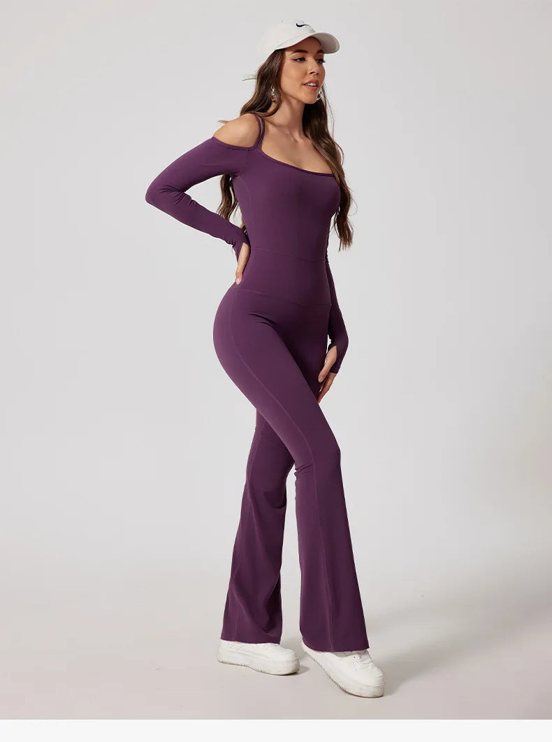 Yoga Jumpsuit Women's Sports Overalls Flared Trousers THRIXINE