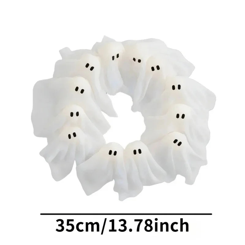 New Exquisite Halloween Light-Up Ghost Wreath Decoration For Ndoor Outdoor Wall Decor Spooky Front Door Led Hanging Decor Props