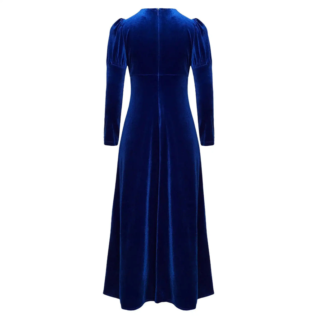 Girls Velvet Medieval Princess Dress Long Sleeve Renaissance Retro Robe Ancient Roman Long Dress for Halloween Carnival Party