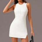 Active Zipper Tennis Dress with Shorts & Padded Support