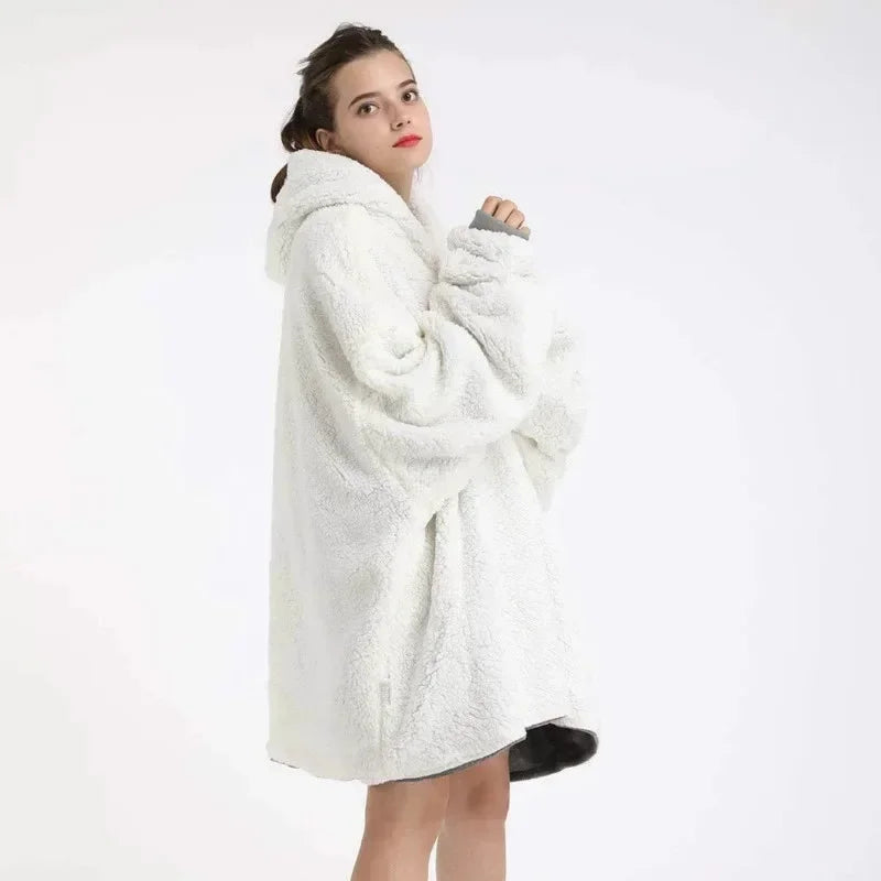 Hoodie Oversized Wearable Blanket Deep Pocket Comfy Sleeves Front Zipper Deluxe Fleece Sweatshirt Blanket Winter Blanket Lootquake LLC