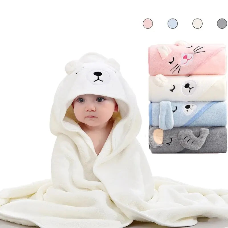 Toddler Bathrobe Infant Bath Towel Boy Girl Blankets Swaddle With Hood Cartoon Coral Fleece Towel Blanket Newborn Kids Bedding Lootquake LLC
