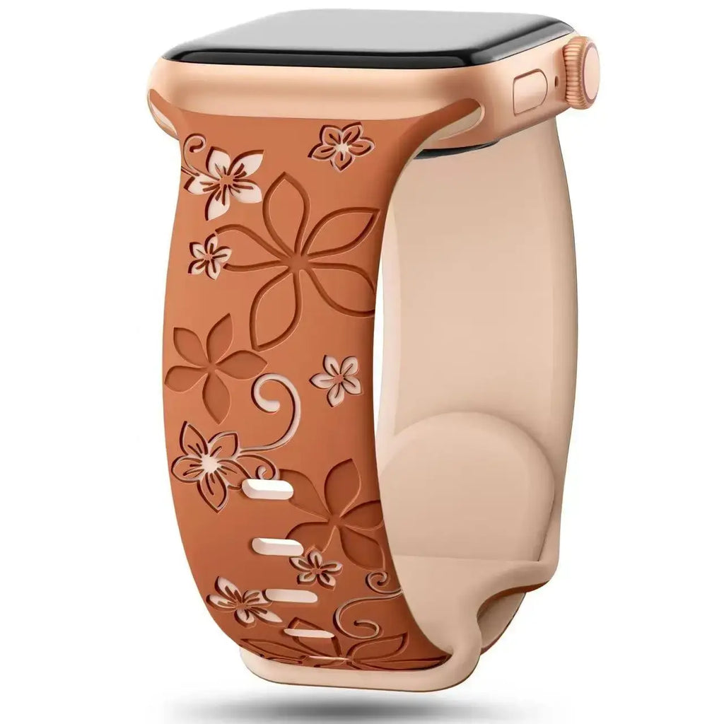 Apple Watch Silicone Band - Durable Floral Design Strap - SJB-DIAMOND ELITES