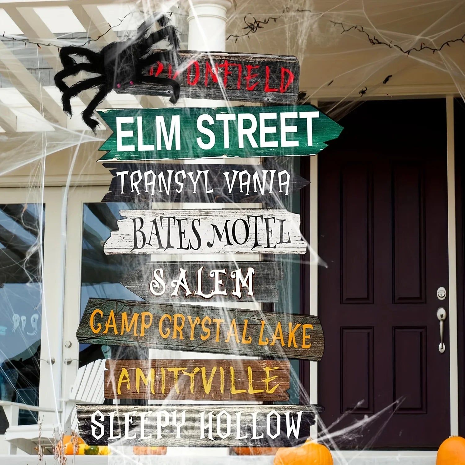 Halloween Decorations Outside Yard Sign Decor Scary Halloween Street Signs Halloween Party Photo Booth Props for Outdoor Hallowe Lootquake LLC
