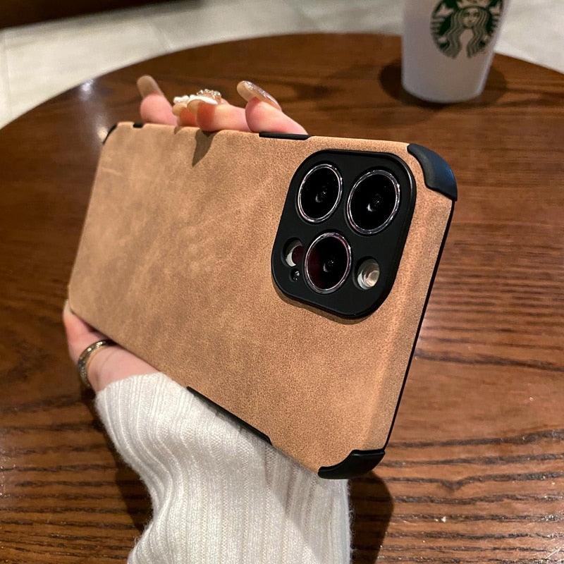 Vintage Green PU Leather Case For iPhone 13 12 11 Pro Max Mini XR XS X 7 8 Plus  Luxury Silicon Bumper Shockproof Soft Cover  Ultra Thin Slim Leather Case Anti-Scratch Hard Back Cover for iPhone Stevvex