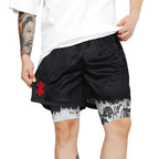 Berserk Skull Print 2 in 1 Running Workout Shorts