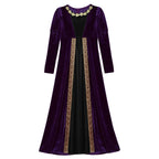 Girls Velvet Medieval Princess Dress Long Sleeve Renaissance Retro Robe Ancient Roman Long Dress for Halloween Carnival Party