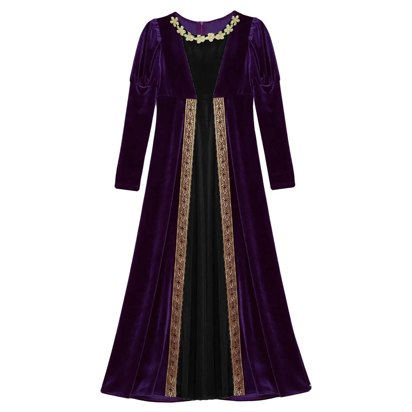 Girls Velvet Medieval Princess Dress Long Sleeve Renaissance Retro Robe Ancient Roman Long Dress for Halloween Carnival Party