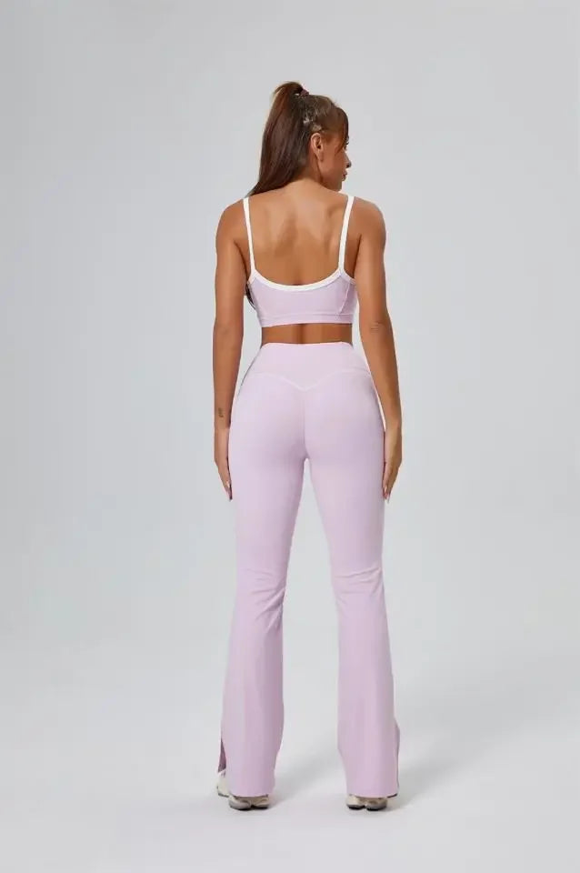 FlareLift Yoga Set: High-Waist Pants & Backless Bra THRIXINE