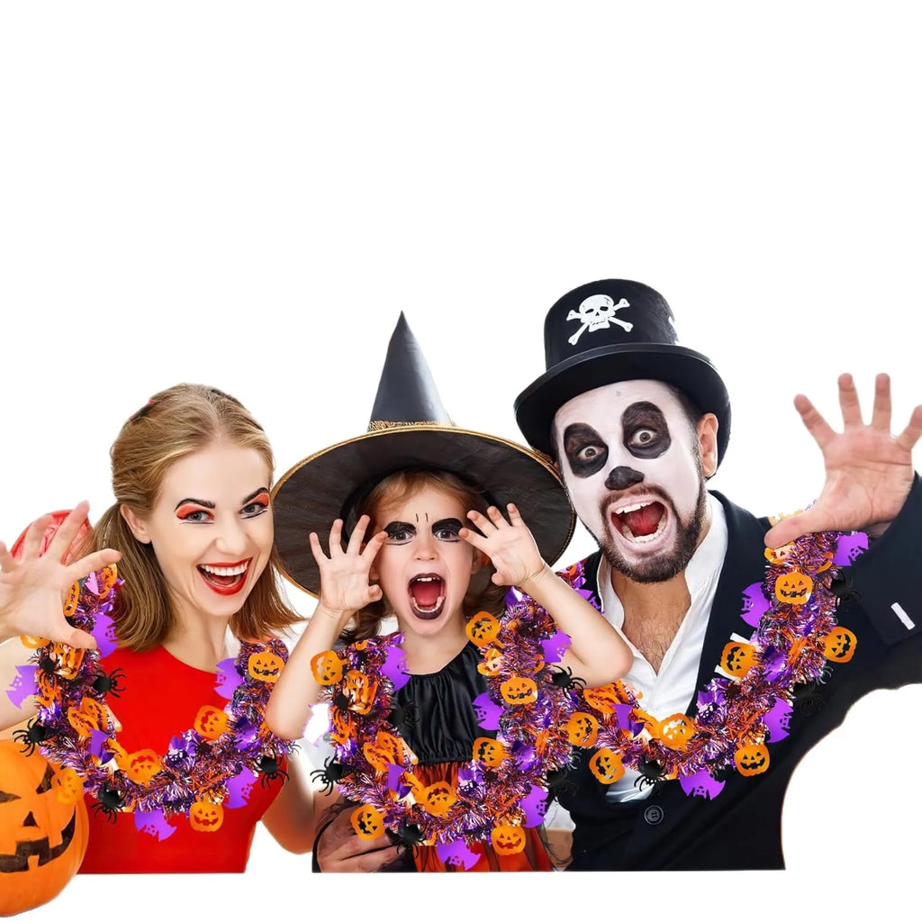 3PCS Halloween Party Streamers - Thickened Bat/Spider/Pumpkin Decor, Haunted House Hanging Garlands, Festive Ghost Festival Deco