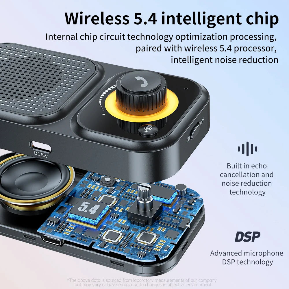 Bluetooth5.4 Car Speaker Handsfree Car Kit Sun Visor Clip Wireless Audio Receiver Noise Cancelling Speakerphone MP3 Music Player
