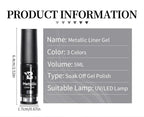 5ML Gold Silver Metallic Liner Paint Gel Polish Chrome Mirror Metal Effect Super Bright French UV LED Semi Permanent Nail Gel Lootquake LLC