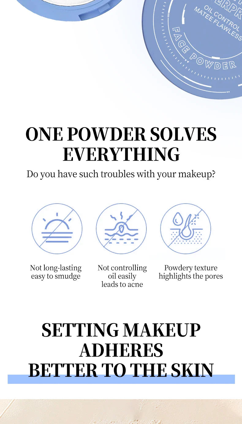 Ocheal Matte Face Setting Powder Oil-control Lightweight Radiant Foundation Pressed Powder Face Full Coverage Makeup Cosmetic Lootquake LLC