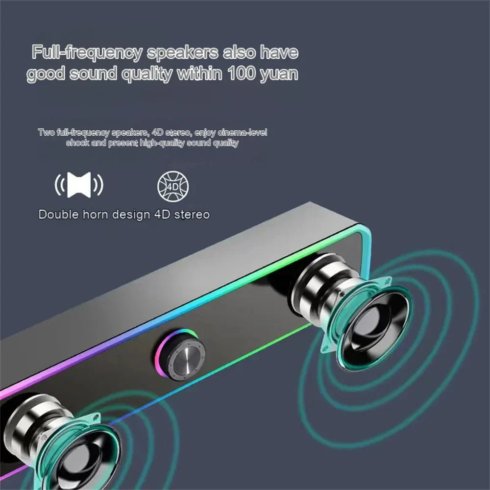 Bluetooth Speaker 4D Surround Soundbar Wired Computer Speakers Stereo Subwoofer Sound Bar for Laptop PC Theater TV Aux 3.5mm Lootquake LLC