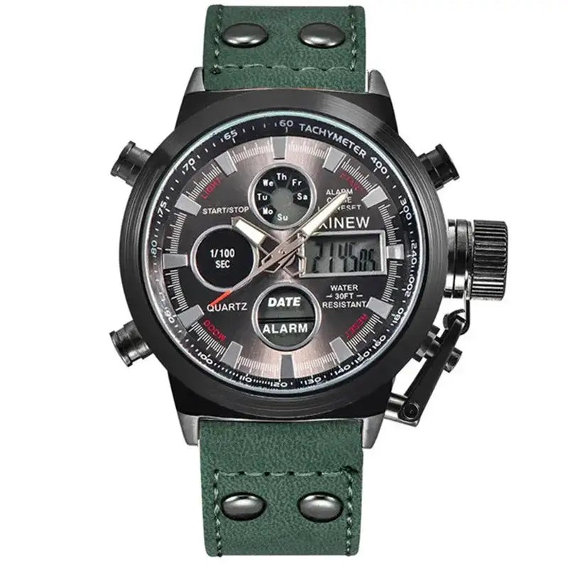 1pc / lot Men Genuine XINEW Brand Designer Watches Students Fashion Leather Band Alarm Stopwatch Electronic Watch Montre Homme
