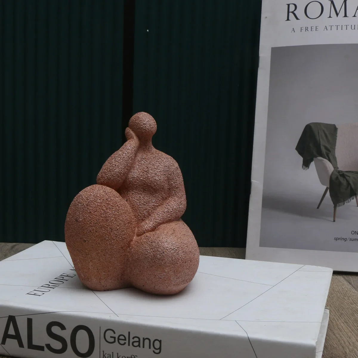 1pc, Sandstone Resin  Chubby Woman Statue  Handmade Sandstone Abstract Art Home Living Room Office Cabinet Tabletop Entryway Dec Lootquake LLC