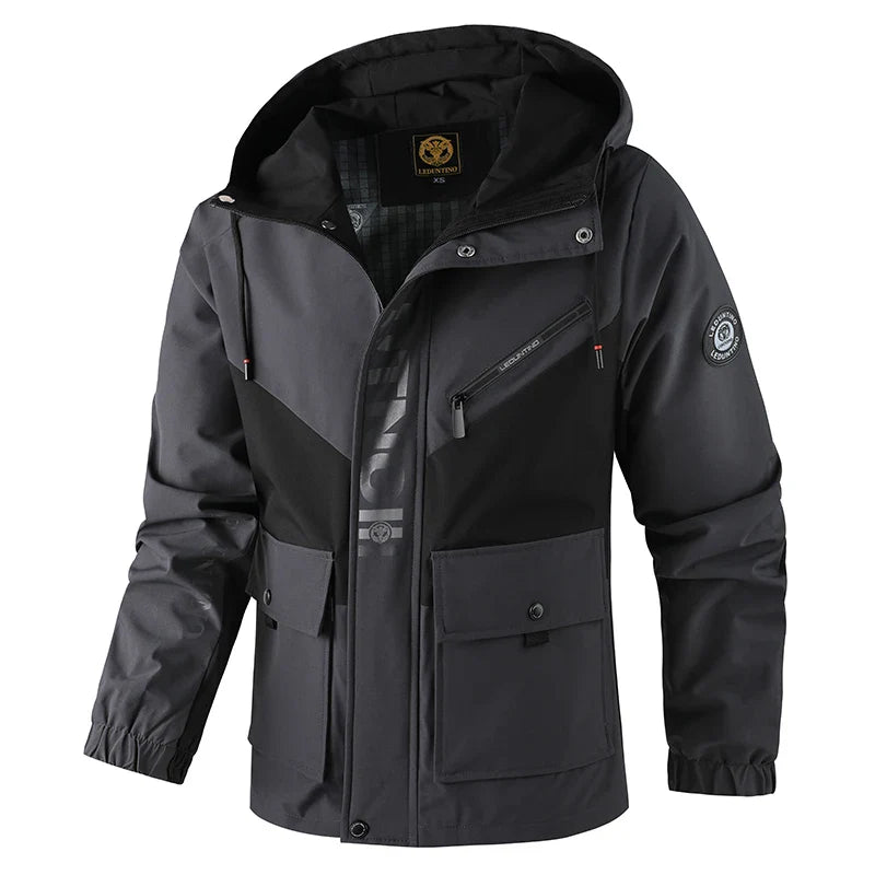 StormGuard Color-Block Tactical Jacket - Multi-Pocket THRIXINE