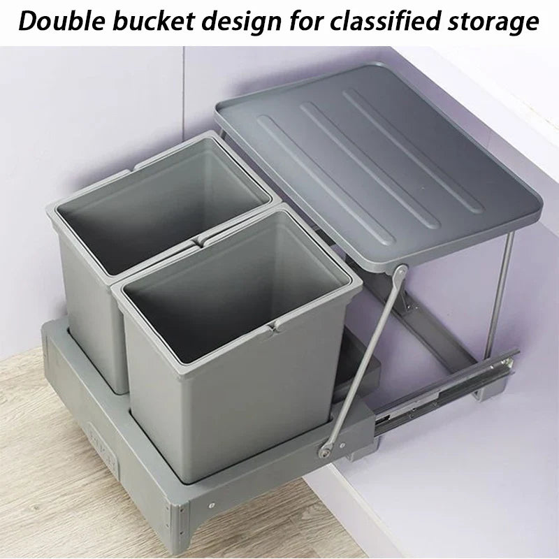 Kitchen Trash Can Household Pull Out Trash Can Sink Cabinet Bottom Garbage Bin Large Capacity Litter Bins Food Waste Disposal