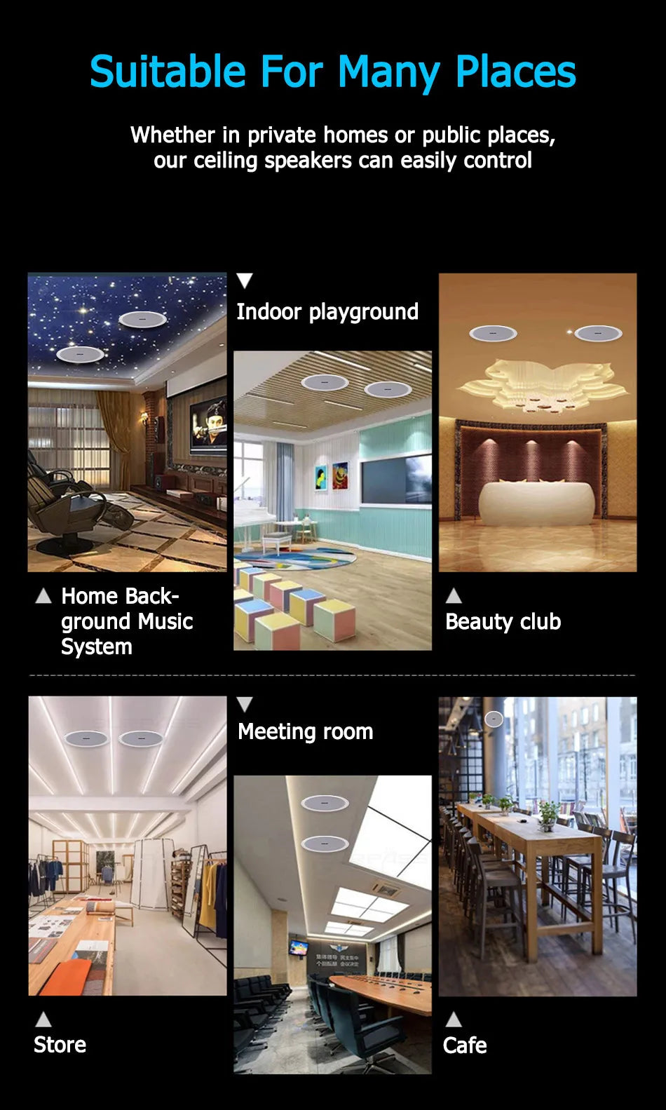 Built-in Class-D Amplifier Full Range Bluetooth-compatible Ceiling Speaker Horn For Home Theater Background Music Good Quality Lootquake LLC