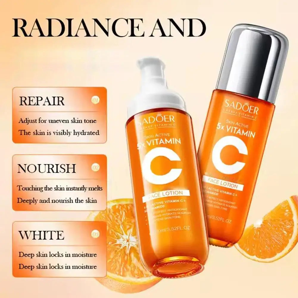 5xVitamin C Facial Cleanser,lotion,eye Cream,face Serum Whitening Brightening,Reduce Dullness Of Skin Tone Skin Care Products Lootquake LLC