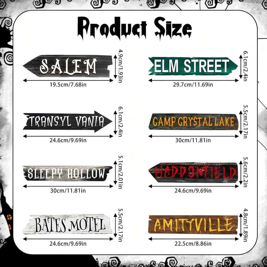 Halloween Decorations Outside Yard Sign Decor Scary Halloween Street Signs Halloween Party Photo Booth Props for Outdoor Hallowe Lootquake LLC