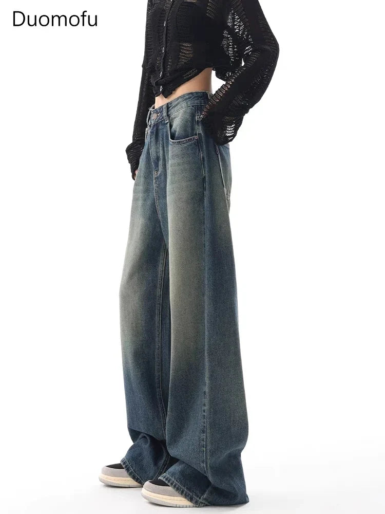 Duomofu Autumn Vintage Chicly Slim Button Female High Waisted Jeans American Basic Simple Casual Fashion S-XL Baggy Jeans Women Lootquake LLC