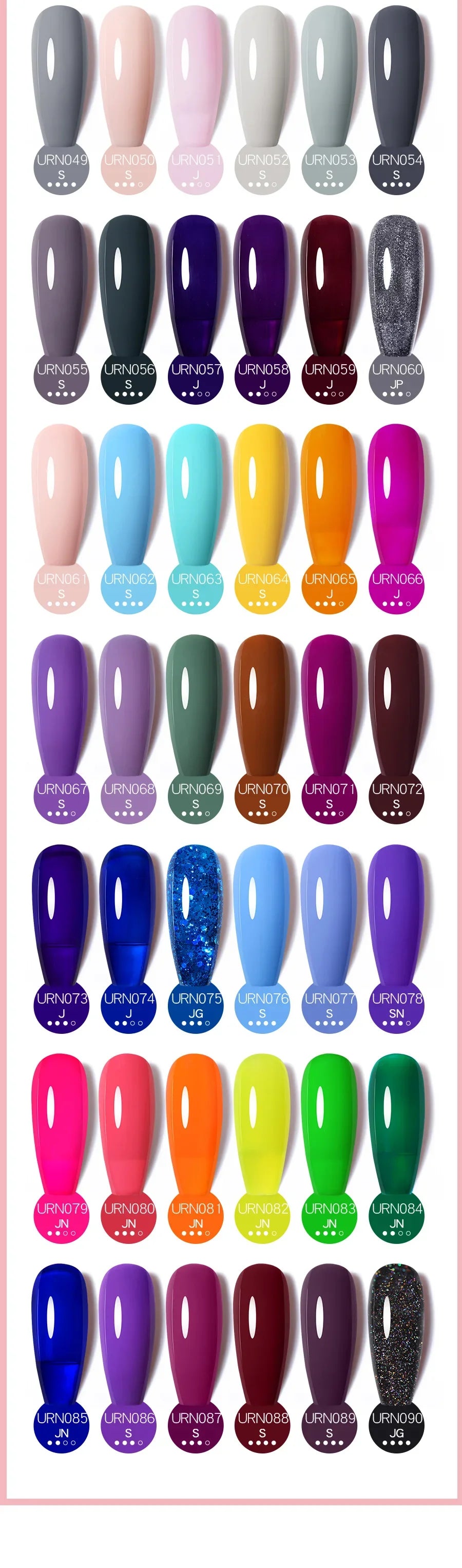 URSUGAR 7.5ml Solid Color Gel Polsih Classic Matte Glossy DIY Nail Art Trendy Reflective Glitter Nail Gel UV LED Soak Off Lootquake LLC