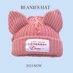 2023 New Long Ear Fox Hat Skullies Beanies Women Cute Rabbit Ears Crochet Knitted Hat Men Winter Hip-hop Warm Cap Christmas Gift Pi-Mart