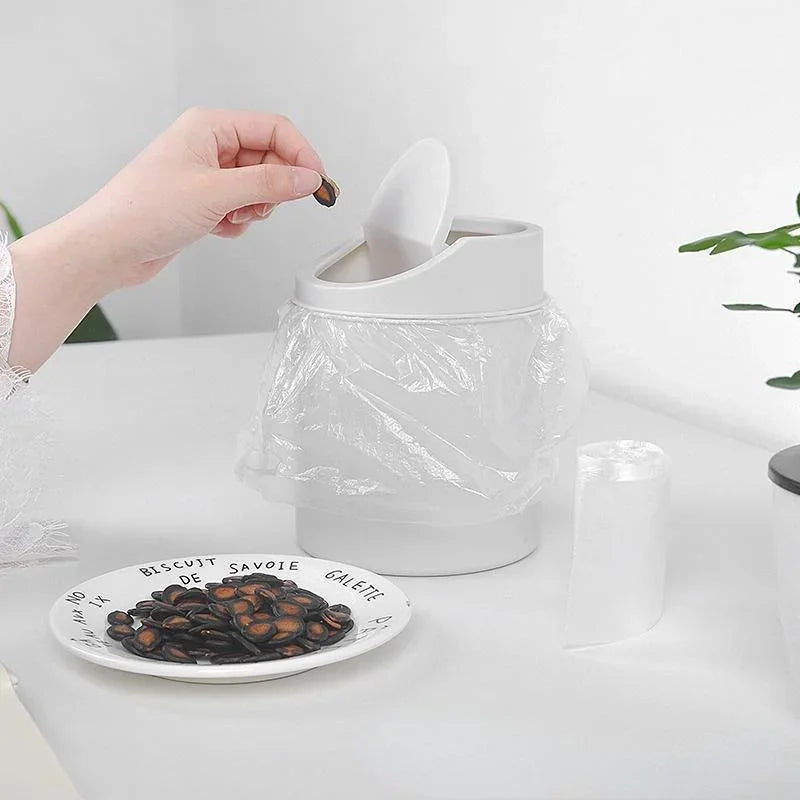 Mini Desktop Bin Small Trash Can Tube with Cover Bedroom Trash Can Garbage Can Clean Workspace Storage Box Lootquake LLC