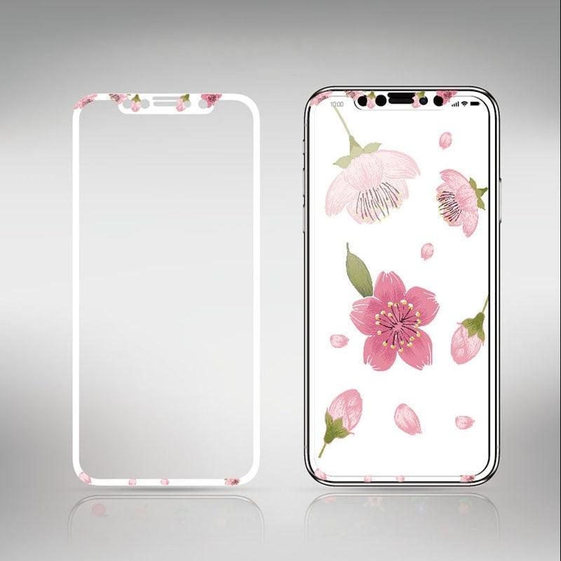 Flowers Screen Protector For iPhone 11 12 13 Pro Max Soft Edge Tempered Glass For iPhone XS MAX XR 13mini Lovely Protect Film Floral Design Tempered Glass Screen Protector For iPhone Stevvex