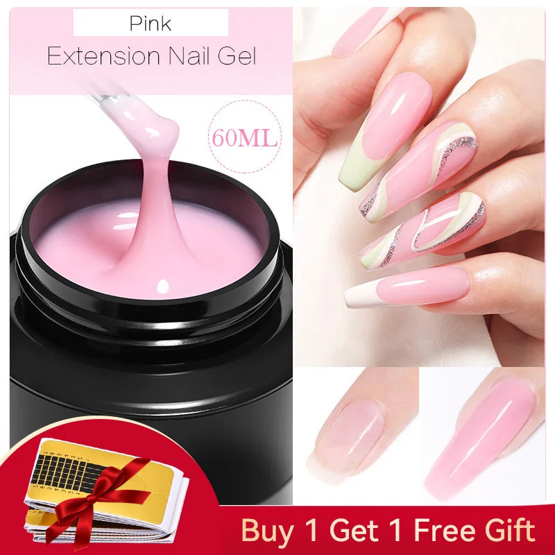 BORN PRETTY 60/30ml Hard Jelly Extension Nail Gel Polish French Nails Nude Pink White Clear Nail Supplies Gel for extension Lootquake LLC