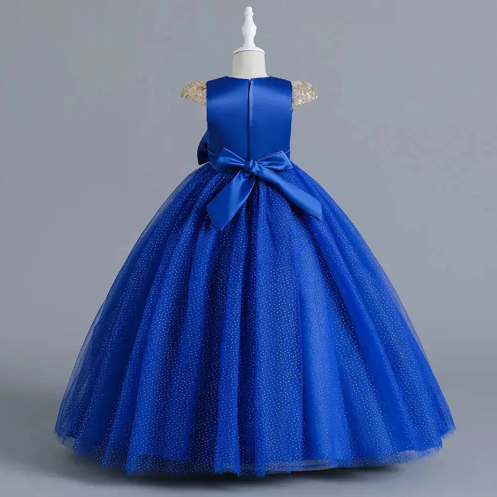 New Christmas Party Princess long dress children's dress children's gauze lace birthday party dinner ball big butterfly dress
